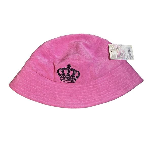 NEW Juicy Couture Pink Velour Bucket Hat Black Embroidery Logo OS - Picture 4 of 5